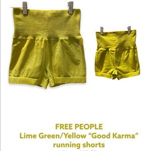 FREE PEOPLE Good Karma Lime Green/Yellow Running Shorts